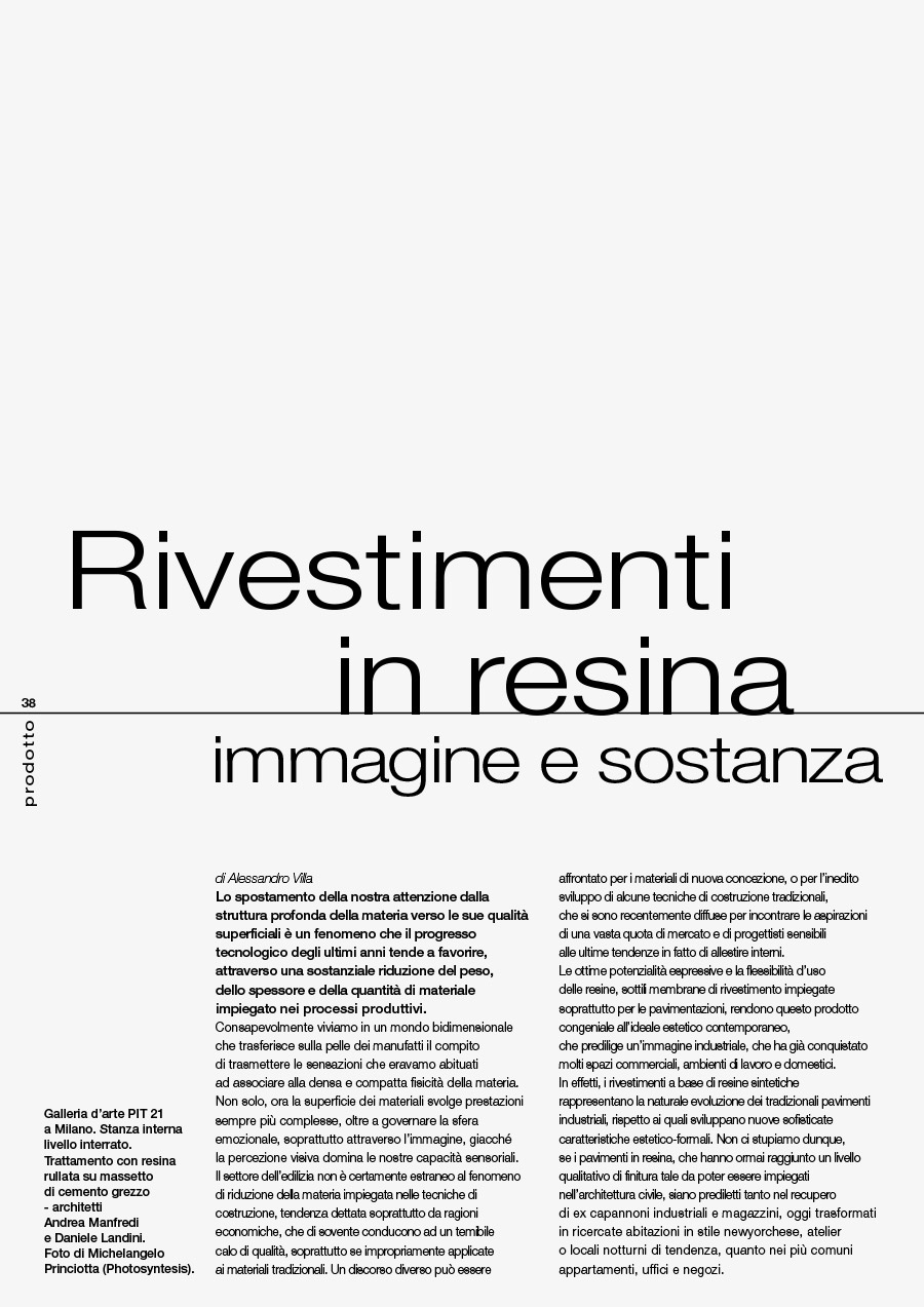 Superfici in resina, immagine e sostanza